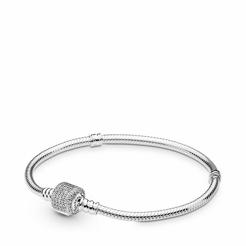 Pandora Australia Moments Sparkling Pavé & Snake Chain Bracelet - Sterling Silver | FTYZVG859